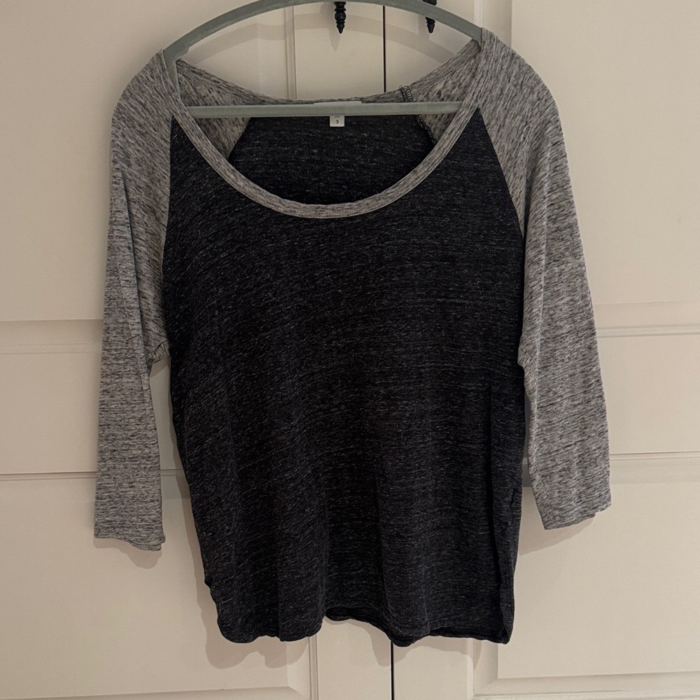 James Perse Charcoal and Heather Gray Raglan Top